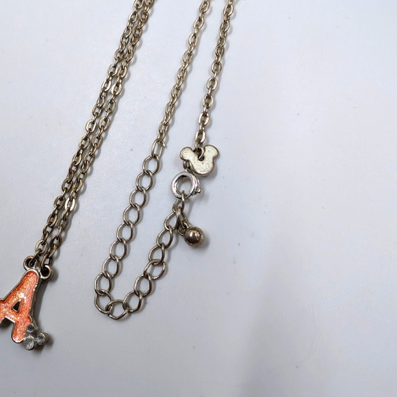 Disney Signed Letter A Initial Vintage Necklace with Genuine Crystal Accents - Picture 3 of 5